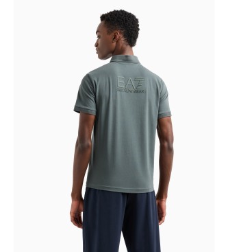 EA7 Visibility grey stretch cotton knitted polo Visibility grey