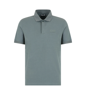 EA7 Visibility grey stretch cotton knitted polo Visibility grey