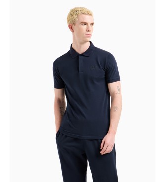 EA7 Strikket poloshirt i stretch-bomuld Visibility navy