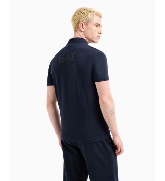 EA7 Polo in maglia di cotone elasticizzato blu navy Visibility