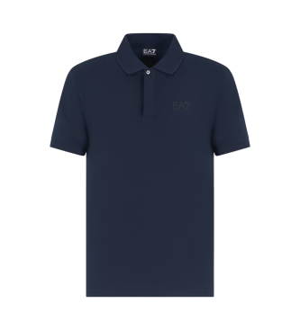 EA7 Polo in maglia di cotone elasticizzato blu navy Visibility