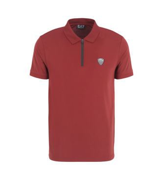 EA7 Premium shield polo shirt in burgundy stretch viscose blend