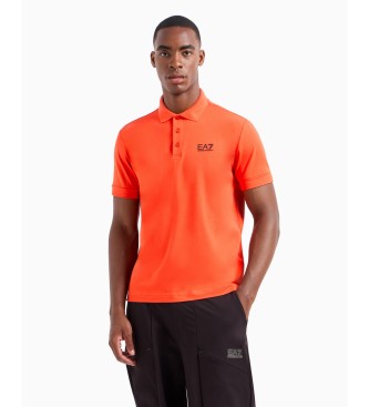 EA7 Core Identity orange stretch cotton polo shirt