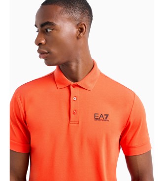 EA7 Core Identity orange poloshirt i bomuld med stretch