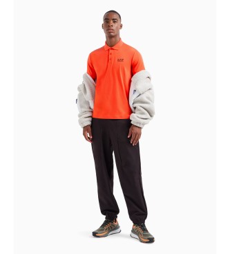 EA7 Core Identity orange poloshirt i bomuld med stretch