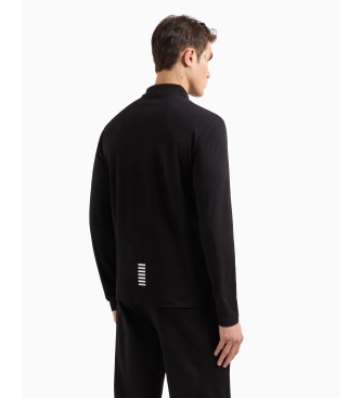 EA7 Core Identity langrmet poloshirt i sort bomuld med stretch