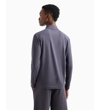 EA7 Core Identity long-sleeved polo shirt in grey stretch cotton