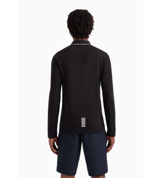 EA7 Polo  manches longues Core Identity en coton stretch noir