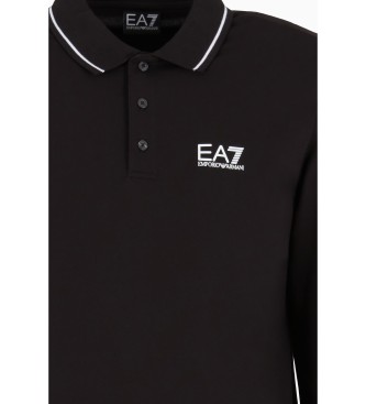 EA7 Polo Core Identity a maniche lunghe in cotone elasticizzato nero