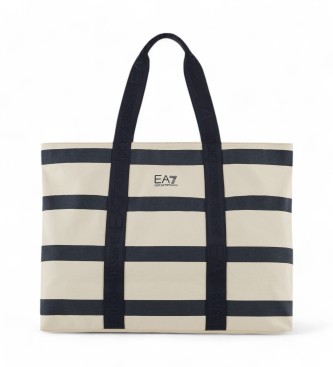 EA7 Sac shopping en coton blanc cass