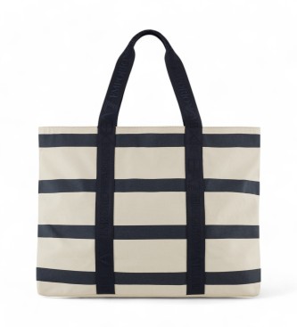 EA7 Sac shopping en coton blanc cass