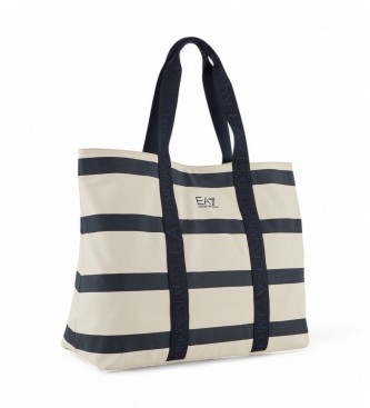 EA7 Sac shopping en coton blanc cass
