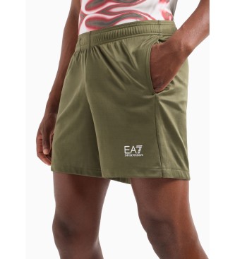 EA7 Spodenki Tennis Pro Shorts z technicznego materiału VENTUS7 w kolorze zielonym