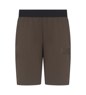 EA7 Shorts de sarga tcnica elstica Gold Label marrn