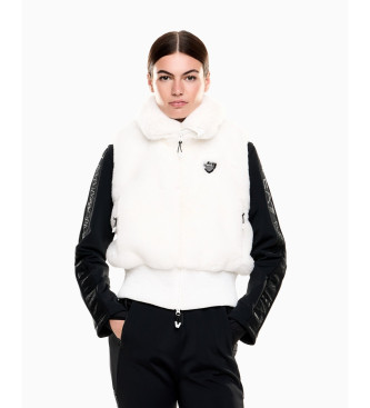 EA7 Ski-jack van witte bontstof