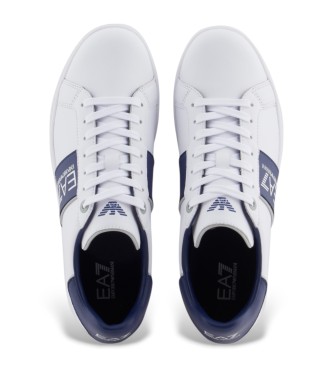 EA7 Baskets classiques en cuir blanc