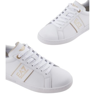 EA7 Baskets classiques en cuir blanc