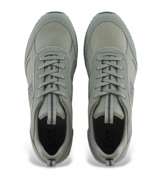 EA7 Trainers Black and White Laces green