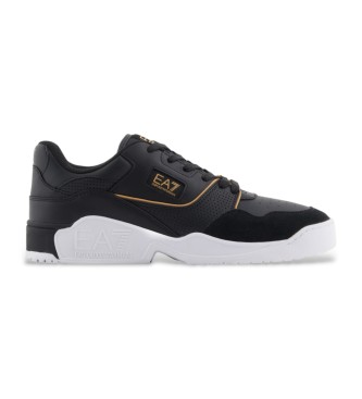 EA7 Basket Low Leather Sneakers black