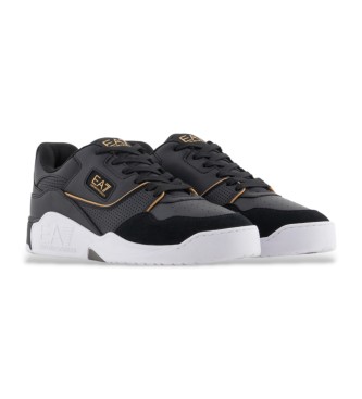 EA7 Basket Low Leather Sneakers black