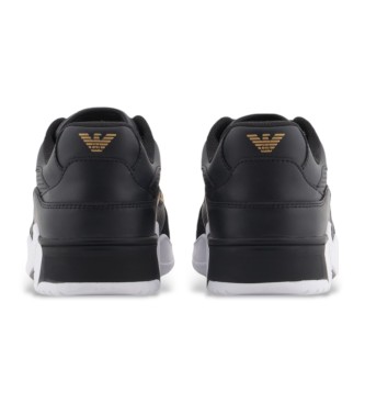 EA7 Basket Low Leather Sneakers black