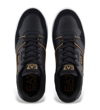 EA7 Basket Low Leather Sneakers black