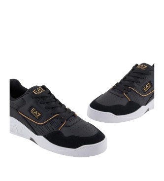 EA7 Basket Low Leather Sneakers black