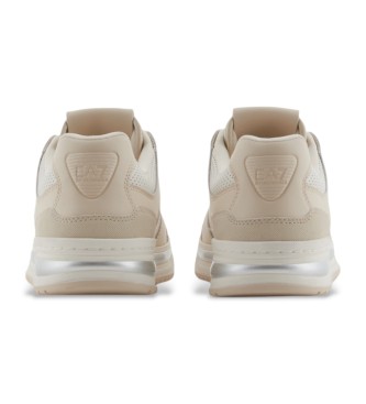 EA7 Baseline beige leather trainers