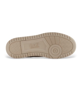 EA7 Baseline beige leather trainers