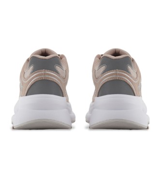 EA7 Beige logo leather trainers