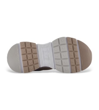 EA7 Beige logo leather trainers