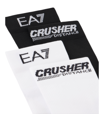 EA7 Calzini da corsa Crusher Distance - Nero/Bianco - Confezione da 2