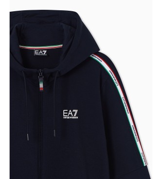 EA7 Gebreide hoodie Italian Spirit marineblauw