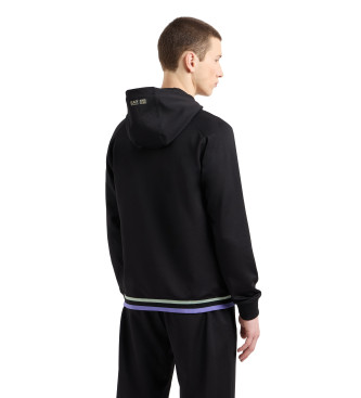 EA7 Stretch twill football hooded sweatshirt black