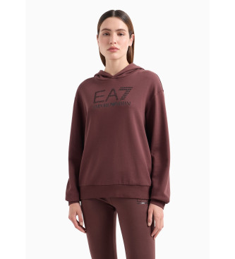 EA7 Seria Hoodie Logo brązowy