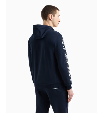 EA7 Cotton hooded zip hoodie Logo Series navy