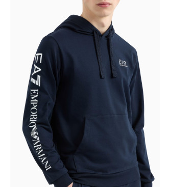 EA7 Cotton hooded zip hoodie Logo Series navy