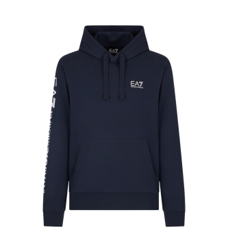 EA7 Cotton hooded zip hoodie Logo Series navy