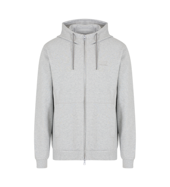 EA7 Visibility grey cotton zip hoodie with hood and zip