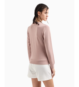 EA7 Evolution Pink Stretch Viscose Blend Round Neck Sweatshirt