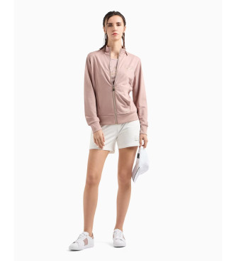 EA7 Sweatshirt com casaco de malha em viscose com elasticidade Evolution cor-de-rosa