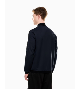 EA7 Felpa cardigan in twill tecnico elasticizzato Gold Label blu navy