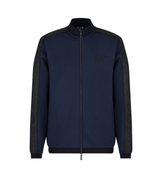 EA7 Felpa cardigan in twill tecnico elasticizzato Gold Label blu navy