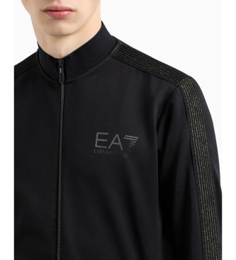 EA7 Cardigan en serg technique extensible Sweatshirt Gold Label noir  