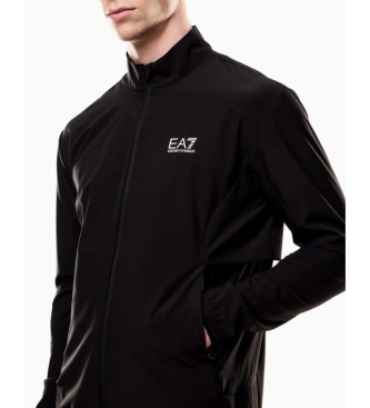 EA7 Felpa cardigan Ventus7 in tessuto tecnico Dynamic Athlete, nera  