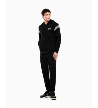 EA7 Felpa con cappuccio nera mlange 7 Lines