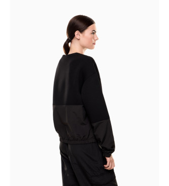 EA7 Contemporary Sport neopren sweatshirt med applikation, sort