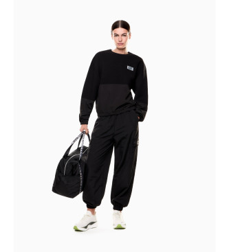EA7 Contemporary Sport neopren sweatshirt med applikation, sort