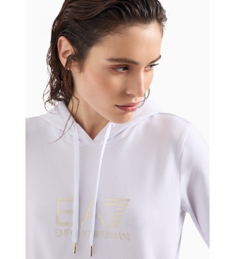 EA7 Glnsande bomullsstretch sweatshirt vit