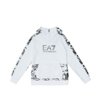 EA7 Sweatshirt med huva och visibilitet i vit bomull  